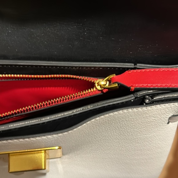 NWT Valentino Leather Shoulder Bag with Red Detail and Gold Hardware - Picture 10 of 12